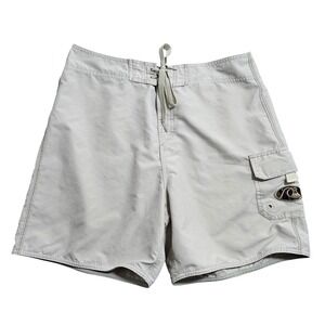 Quiksilver Edition Board Short Men 33 Tan Cargo Pocket Camo Logo J801330 Vintage